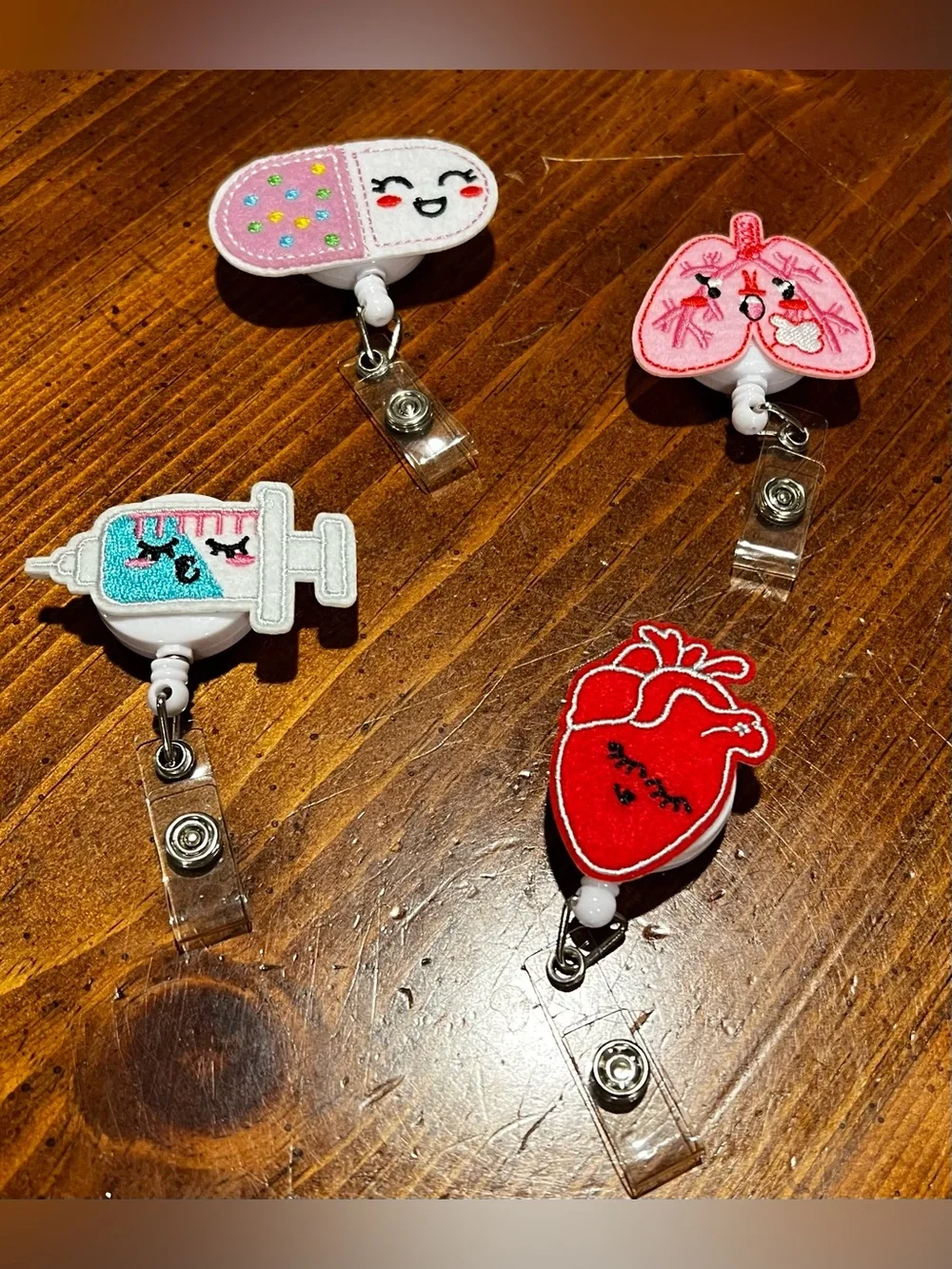 NWOT lot of 4 Badge Reels For NURSE RN Tech Retractable Reel ID Holders medical
